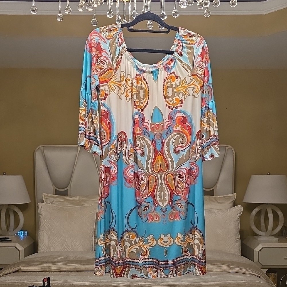 Vibrant Teal Paisley Women's Tunic